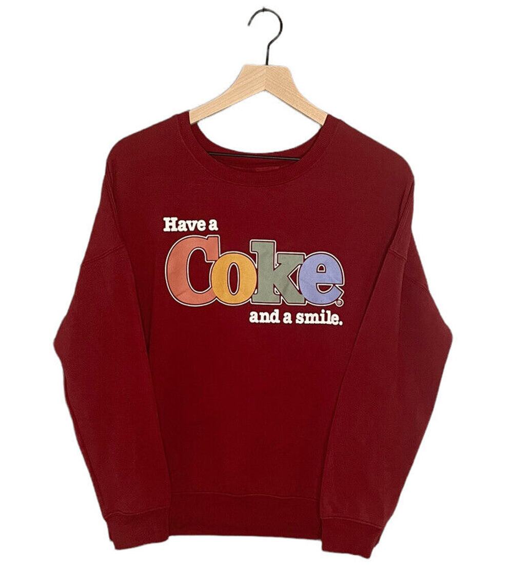 Coca Cola Sweatshirt Womens Size M Maroon Red Have a Coke and Smile Logo SOFT